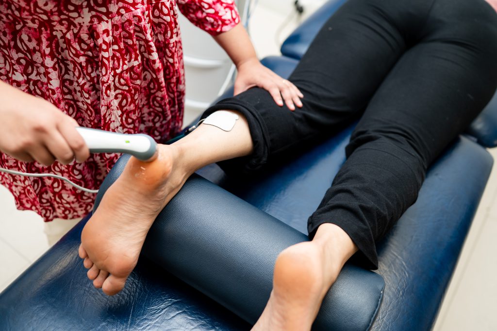 Use of Ultrasound for pain relief in foot injuries